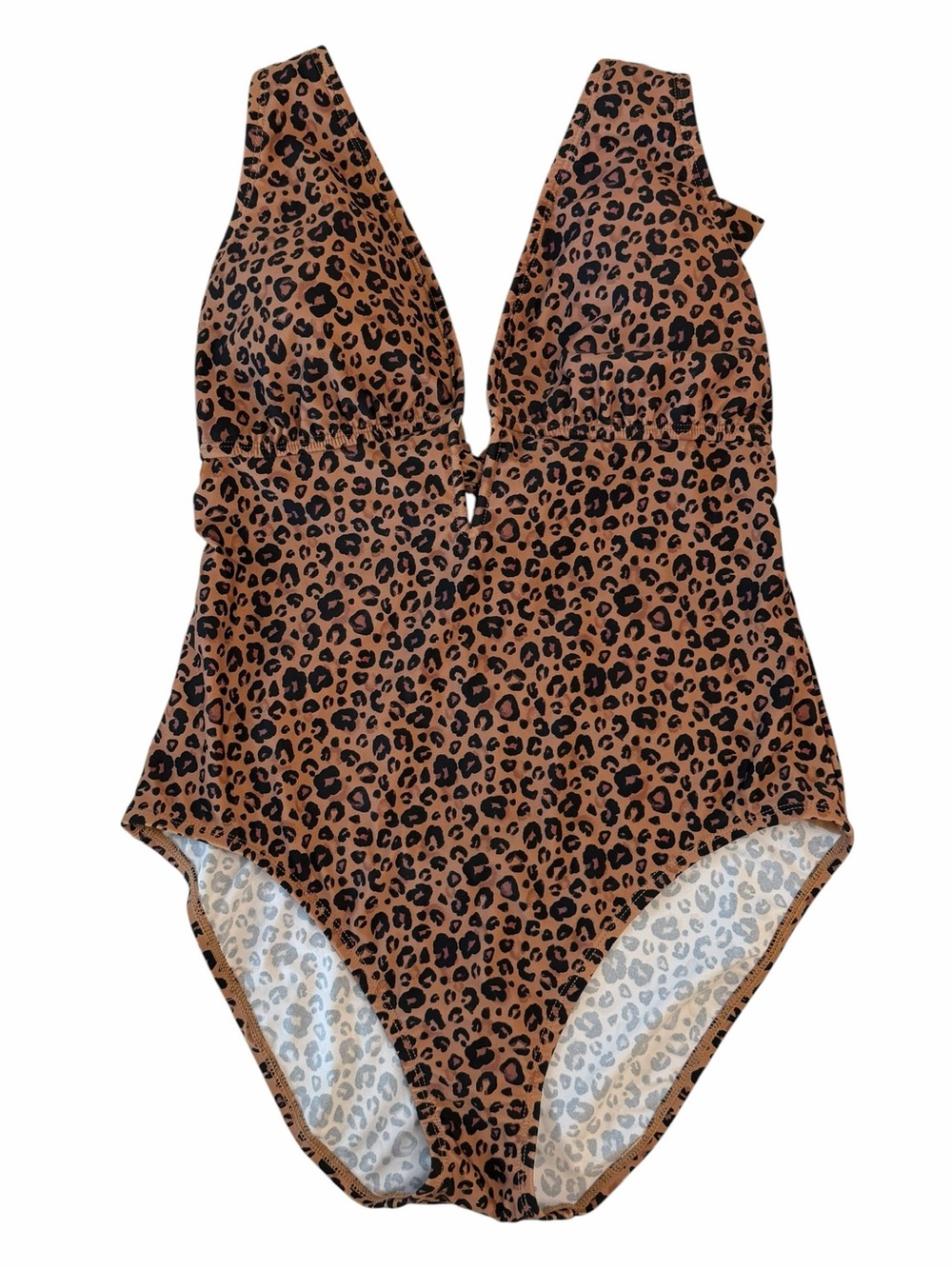 Shade & Shore Leopard Print One-Piece Swimsuit - Brown & Black